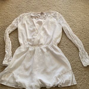 White romper with lace